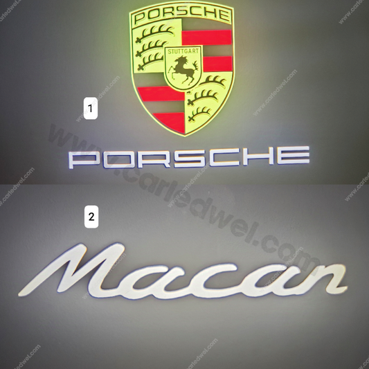 2x Projecteurs de porte LED Dynamic compatible pour PORSCHE (shield) & Macan (PLUG&PLAY)