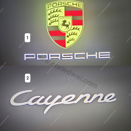 2x Projecteurs de porte LED Dynamic compatible pour PORSCHE (shield) & Cayenne (PLUG&PLAY)