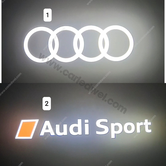 2x Projecteurs de porte Dynamic Led compatible pour AUDI (4 anneaux + Audi Sport (PLUG&PLAY)